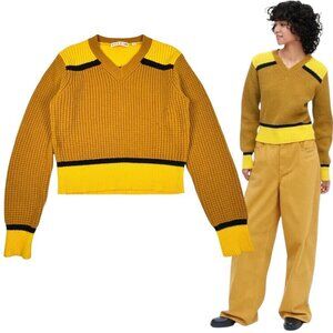 Marni x Uniqlo Colab Sweater Sz.M Yellow Colorblock Grunge Funky Mid Century